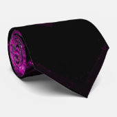 Sparkly metallic hot roze magenta zwarte chevron stropdas (Opgerold)