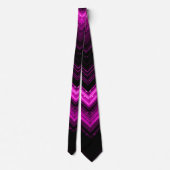 Sparkly metallic hot roze magenta zwarte chevron stropdas (Achterkant)