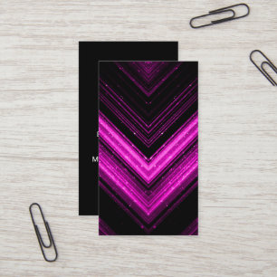 Sparkly metallic hot roze magenta zwarte chevron visitekaartje