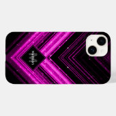 Sparkly metallic hot roze zwarte chevron Monogram Case-Mate iPhone Case (Achterkant (horizontaal))