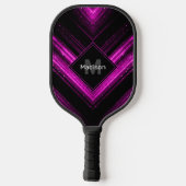 Sparkly metallic hot roze zwarte chevron Monogram Pickleball Paddle (Achterkant)