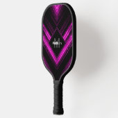 Sparkly metallic hot roze zwarte chevron Monogram Pickleball Paddle (Links)