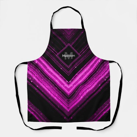 Sparkly metallic hot roze zwarte chevron Monogram Schort (Voorkant)