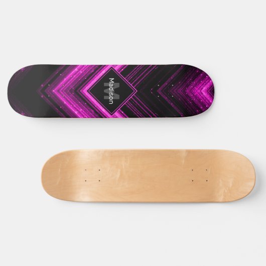 Sparkly metallic hot roze zwarte chevron Monogram Skateboard (Horizontaal)
