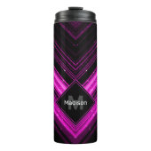 Sparkly metallic hot roze zwarte chevron Monogram Thermosbeker (Voorkant)