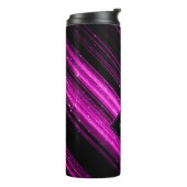 Sparkly metallic hot roze zwarte chevron Monogram Thermosbeker (Gedraaid links)