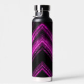 Sparkly metallic hot roze zwarte chevron Monogram Waterfles (Rechts)