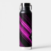 Sparkly metallic hot roze zwarte chevron Monogram Waterfles (Voorkant)