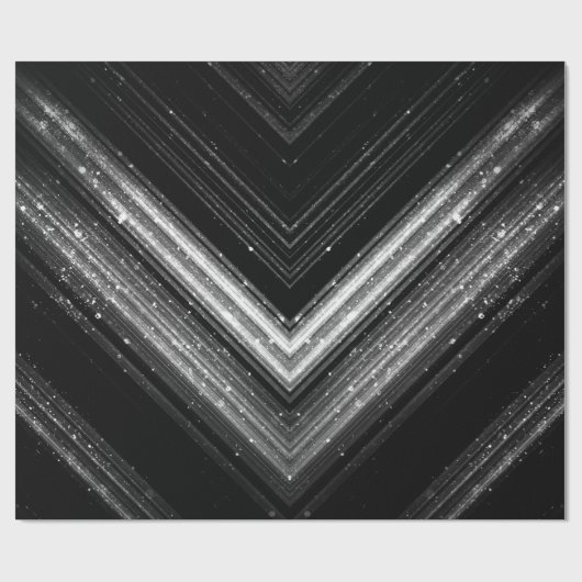 Sparkly metallic zilver zwarte zeegraallijnen cadeaupapier (Vlak)