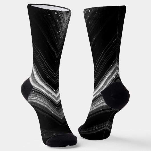 Sparkly metallic zilver zwarte zeegraallijnen sokken (Gebogen)