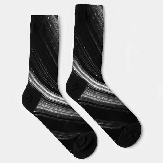 Sparkly metallic zilver zwarte zeegraallijnen sokken (Rechts)