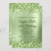 Sparkly Mint Green Glitter en Folie 50th Birthday Kaart (Voorkant / Achterkant)