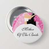 Sparkly Moeder van de Bride Button / Pin Pink (Voorkant /achterkant)