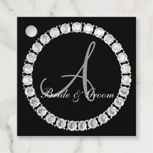 Sparkly monogram A aanpasbaar Bedankjes Labels (Voorkant)