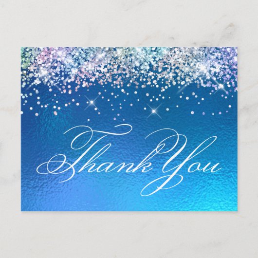 Sparkly Multi Glitter Ocean Ombre Folie Dank u wel Briefkaart (Voorkant)