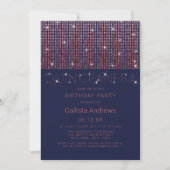 Sparkly Navy Pink Glitter Sequins Quinceañera Kaart (Voorkant)