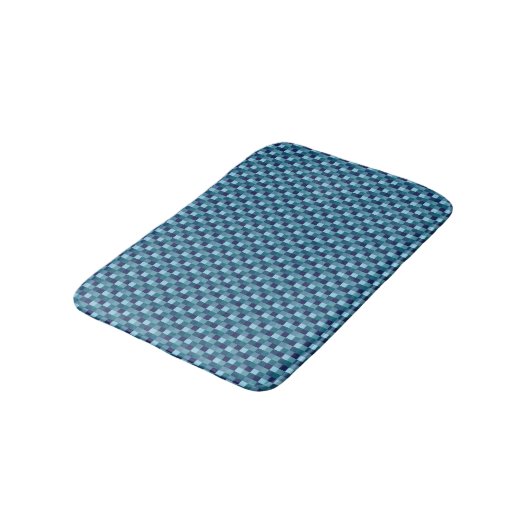 Sparkly Ocean Blue Squares Bath Mat (Gekanteld)