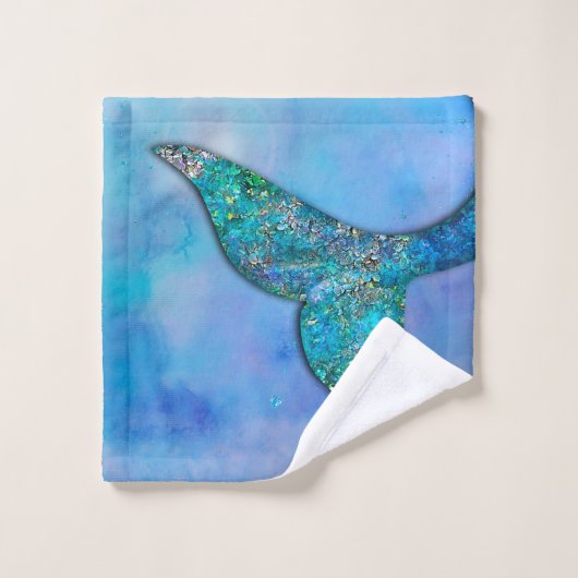 Sparkly Ocean Mermaid Fin Tail Enchanted Bad Handdoek (Wasdoekje)