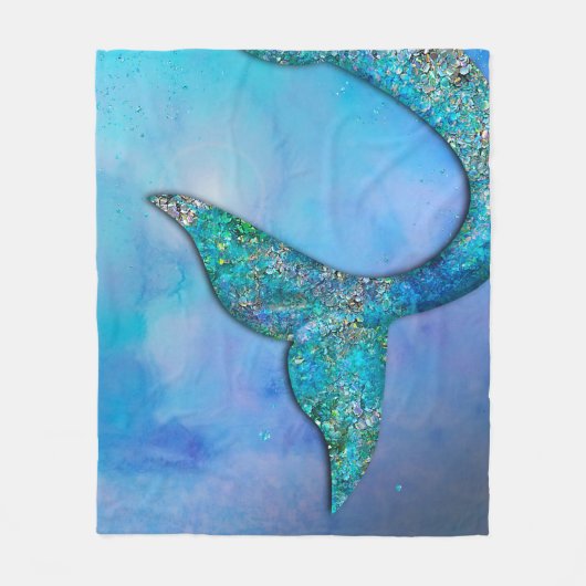 Sparkly Ocean Mermaid Fin Tail Enchanted Bedding Fleece Deken (Voorkant)