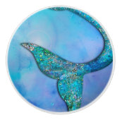Sparkly Ocean Mermaid Fin Tail Enchanted Keramische Knop (Voorkant)