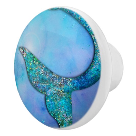 Sparkly Ocean Mermaid Fin Tail Enchanted Keramische Knop (Rechts)