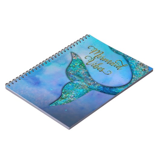 Sparkly Ocean Mermaid Fin Tail Enchanted Notitieboek (Linkerzijde)