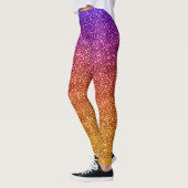 Sparkly Paars en Oranje gradiënt Glitter Leggings (Links)