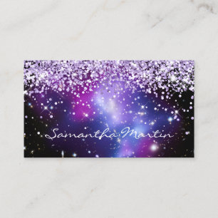 Sparkly Paars Glitter Galaxy Celestial Visitekaartje