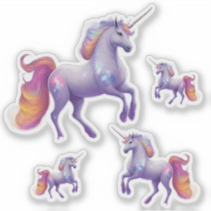 Sparkly Paarse Eenhoorn Regenboog Glitter Set van Sticker