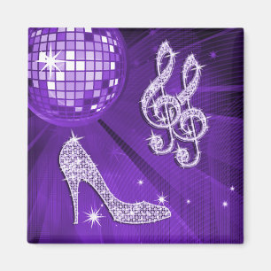 Sparkly Paarse/Lila muzieknotitie & Stiletto-hiel Magneet