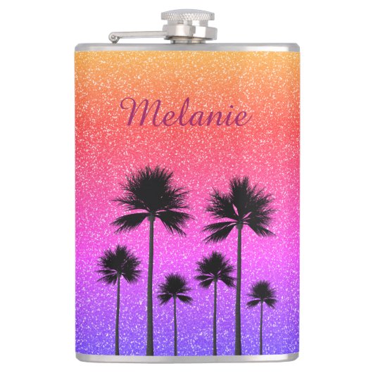 Sparkly Palm Trees Heupfles (Voorkant)