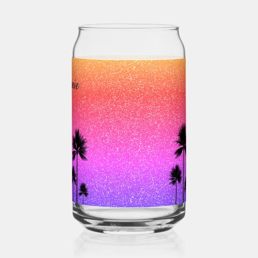 Sparkly Palm Trees Personalised Blikvorm Glas (Links)