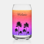 Sparkly Palm Trees Personalized Blikvorm Glas (Voorkant)