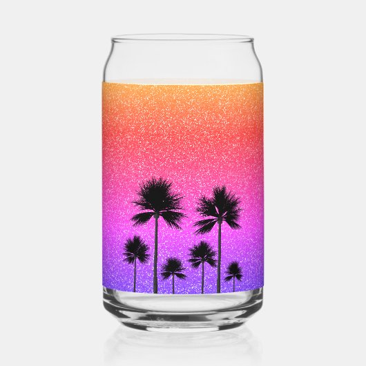 Sparkly Palm Trees Personalized Blikvorm Glas (Achterkant)
