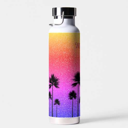 Sparkly Palm Trees Personalized Waterfles (Rechts)