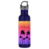 Sparkly Palm Trees Personalized Waterfles (Voorkant)