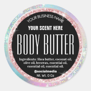 Sparkly Pastel Roze Blauw Lichaam Boter Labels