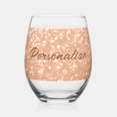 Sparkly peach faux sparkles Aangepaste tekst Wijnglas Zonder Voet (Voorkant)