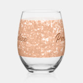 Sparkly peach faux sparkles Aangepaste tekst Wijnglas Zonder Voet (Rechts)