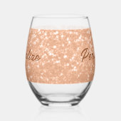 Sparkly peach faux sparkles Aangepaste tekst Wijnglas Zonder Voet (Links)