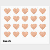 Sparkly peach faux sparkles kleur van het jaar 202 hart sticker (Vel)