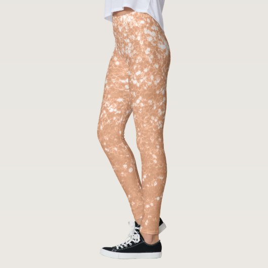 Sparkly peach faux sparkles kleur van het jaar 202 leggings (Links)