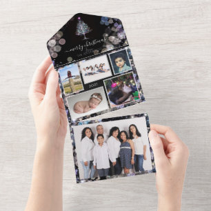 Sparkly Persoonlijke familiefoto's kerstkaart All In One Uitnodiging