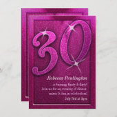 Sparkly Pink 30 et Flirty Invitations d'anniversai (Devant / Derrière)