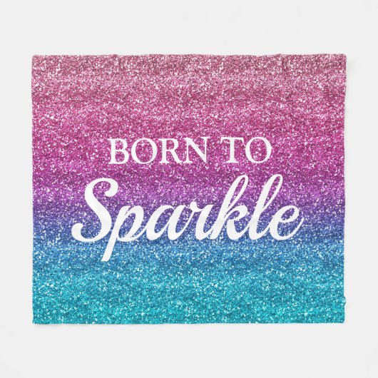 Sparkly Pink and Blue Glitter Born to Sparkle Fleece Deken (Voorkant (Horizontaal))
