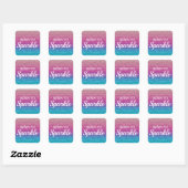 Sparkly Pink and Blue Glitter Born to Sparkle Vierkante Sticker (Vel)