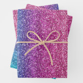Sparkly Pink en Blue Gradient Glitter Inpakpapier Vel (In situ)