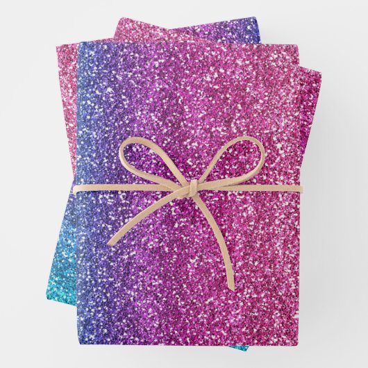 Sparkly Pink en Blue Gradient Glitter Inpakpapier Vel (In situ)