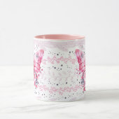 Sparkly Pink Glitter Fairy Butterfly Mok (Midden)
