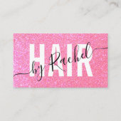  Sparkly Pink Glitter Typografie Haarstylist Visitekaartje (Voorkant)